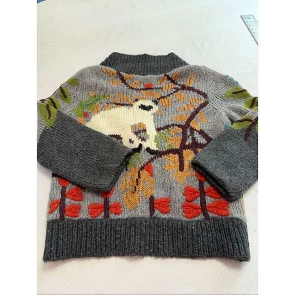 Leifsdottir Anthropologie Embroidered Monkey Jungle Sweater Cardigan Size Medium - Picture 13 of 13